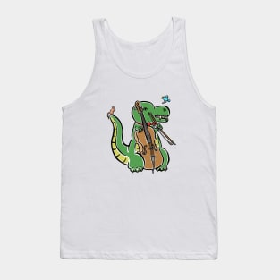 Tyrannosaurus Dinosaur Dino Cello Cellist Cartoon Cute Character Tank Top